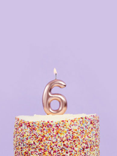 Metallic Rose Gold Number Candle 6